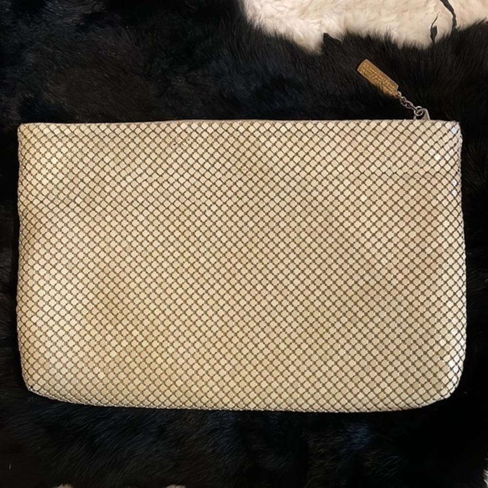 WHITING DAVIS Mesh Cream Vintage Clutch Bag‎ - Picture 3 of 7